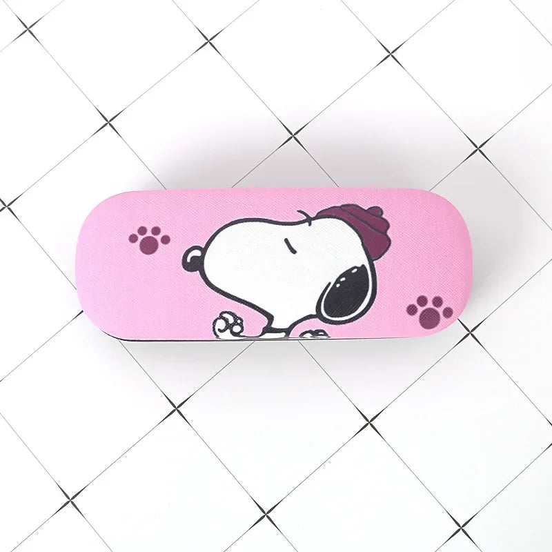 Snoopy Eyewear Case Cartoon Spectacle Case PU Leather Portable Anti-extrusion Eyeglass Storage Box Women Travel Glasses Boxes