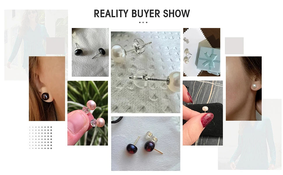 Natural Freshwater Pearl Stud Earrings Real 925 Sterling Sliver Earring Cultured White Pearl for Women Earring Jewelry Wholesale