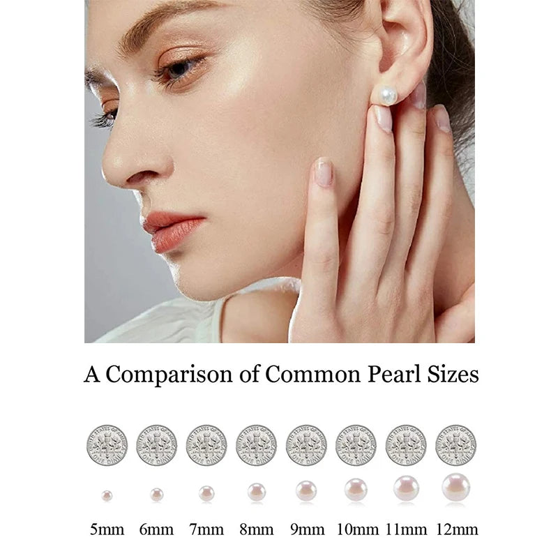 Natural Freshwater Pearl Stud Earrings Real 925 Sterling Sliver Earring Cultured White Pearl for Women Earring Jewelry Wholesale