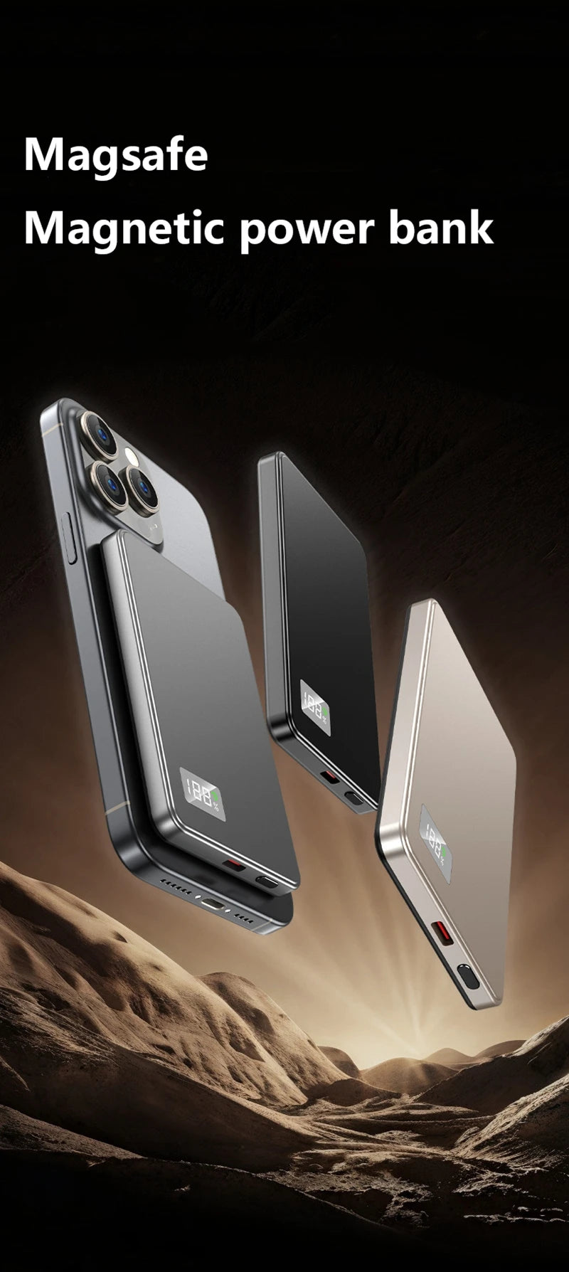 Xiaomi 50000mAh CCC Certification Thin Power Bank Ultra For Magnetic Wireless PD20W Fast Charging Portable Battery Display