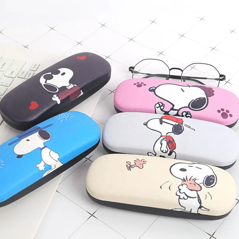 Snoopy Eyewear Case Cartoon Spectacle Case PU Leather Portable Anti-extrusion Eyeglass Storage Box Women Travel Glasses Boxes