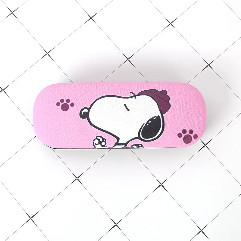 Snoopy Eyewear Case Cartoon Spectacle Case PU Leather Portable Anti-extrusion Eyeglass Storage Box Women Travel Glasses Boxes