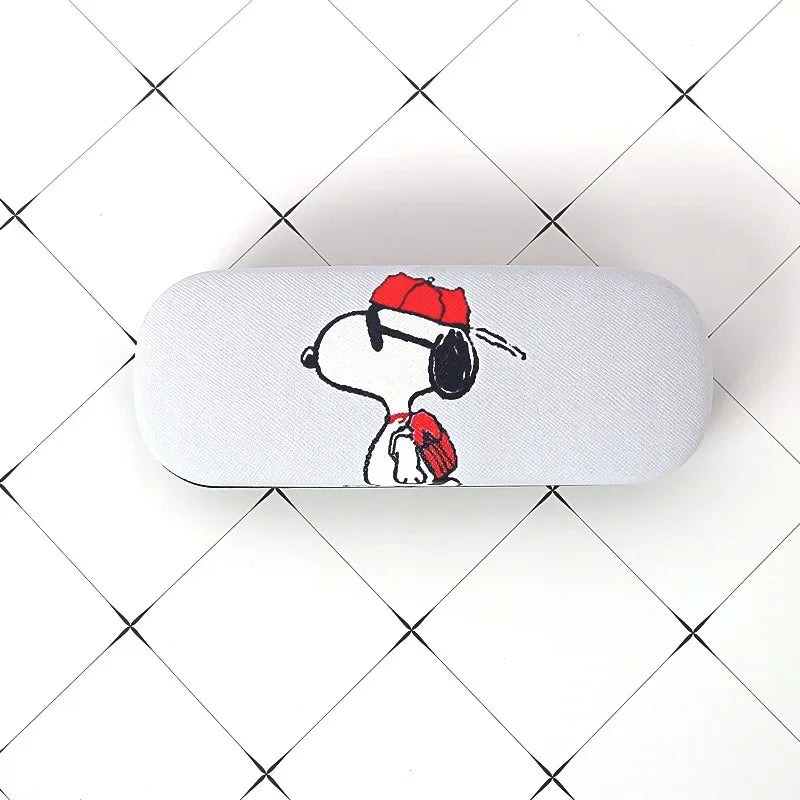 Snoopy Eyewear Case Cartoon Spectacle Case PU Leather Portable Anti-extrusion Eyeglass Storage Box Women Travel Glasses Boxes