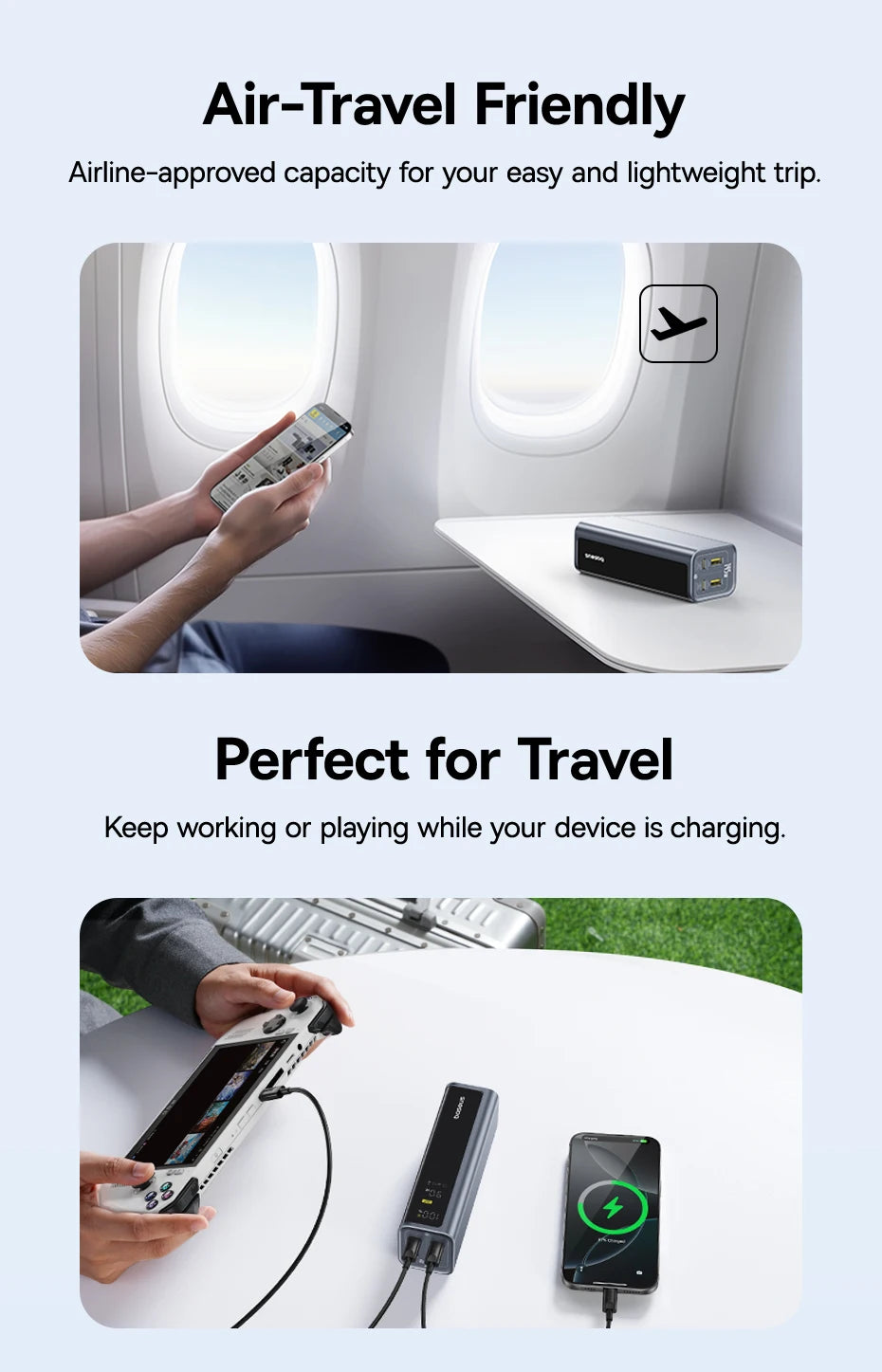 Baseus Power Bank 145W 20800mAh PD 100W Fast Charging with Smart Digital Display Portable External PowerBank for Laptop Phone