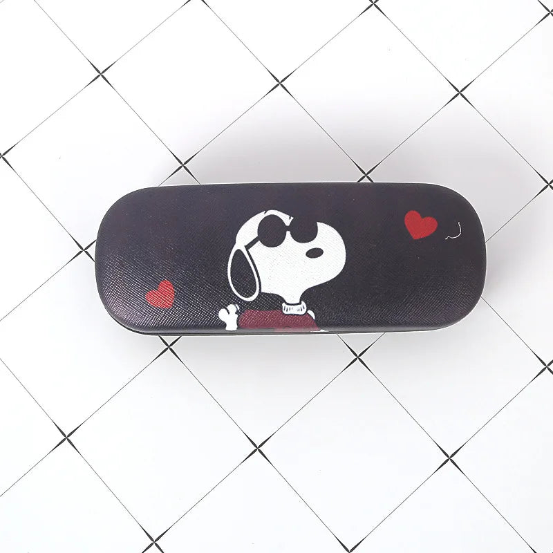 Snoopy Eyewear Case Cartoon Spectacle Case PU Leather Portable Anti-extrusion Eyeglass Storage Box Women Travel Glasses Boxes