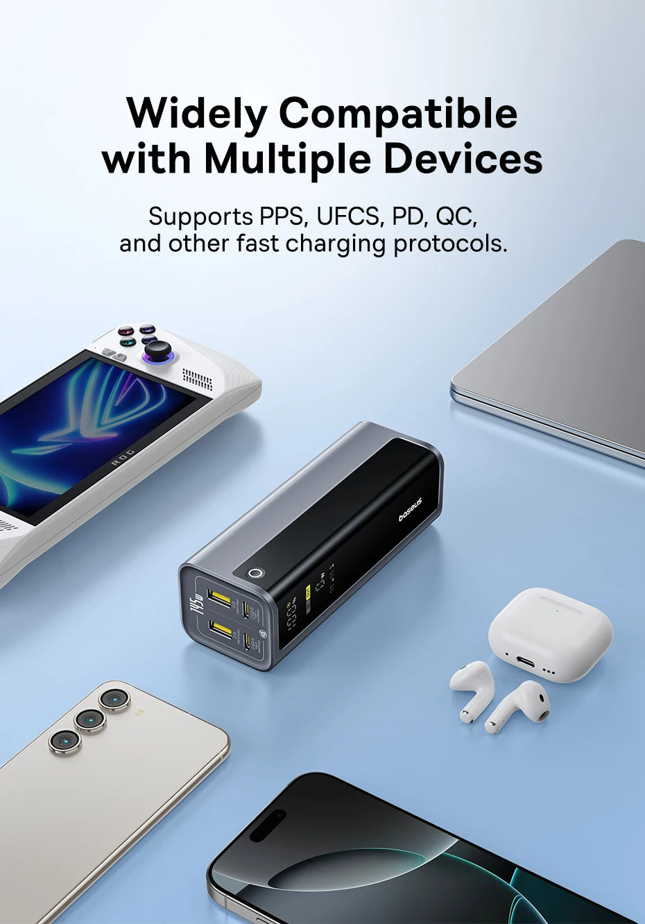 Baseus Power Bank 145W 20800mAh PD 100W Fast Charging with Smart Digital Display Portable External PowerBank for Laptop Phone