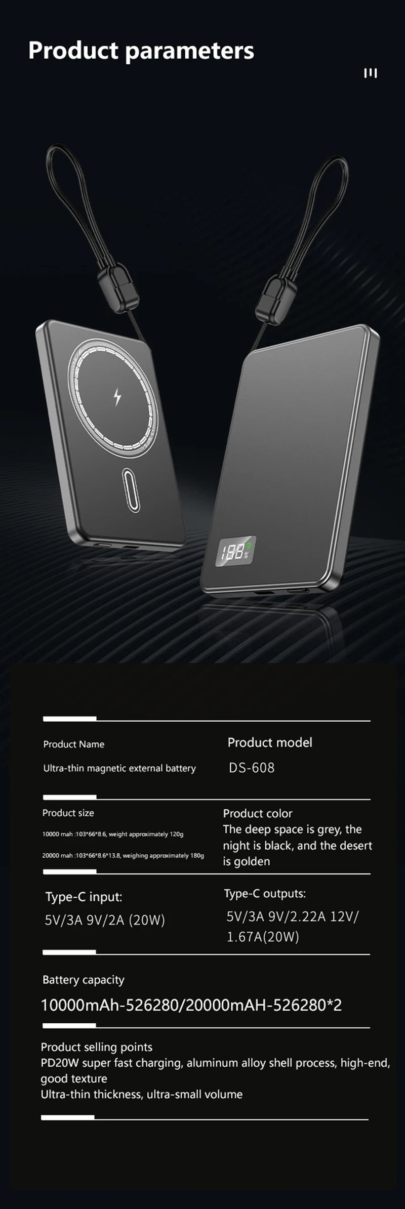 Xiaomi 50000mAh CCC Certification Thin Power Bank Ultra For Magnetic Wireless PD20W Fast Charging Portable Battery Display