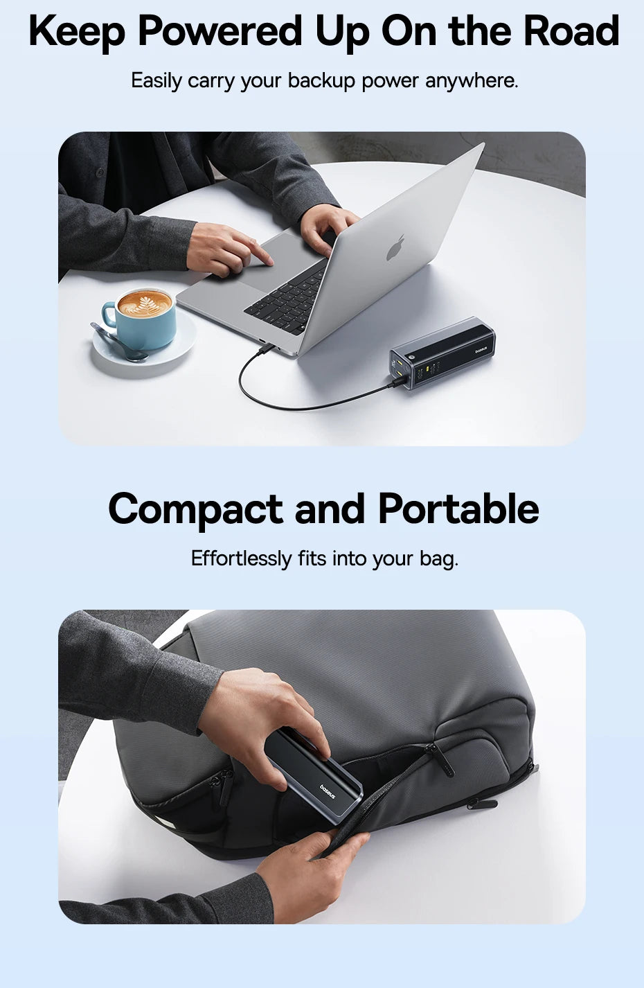 Baseus Power Bank 145W 20800mAh PD 100W Fast Charging with Smart Digital Display Portable External PowerBank for Laptop Phone