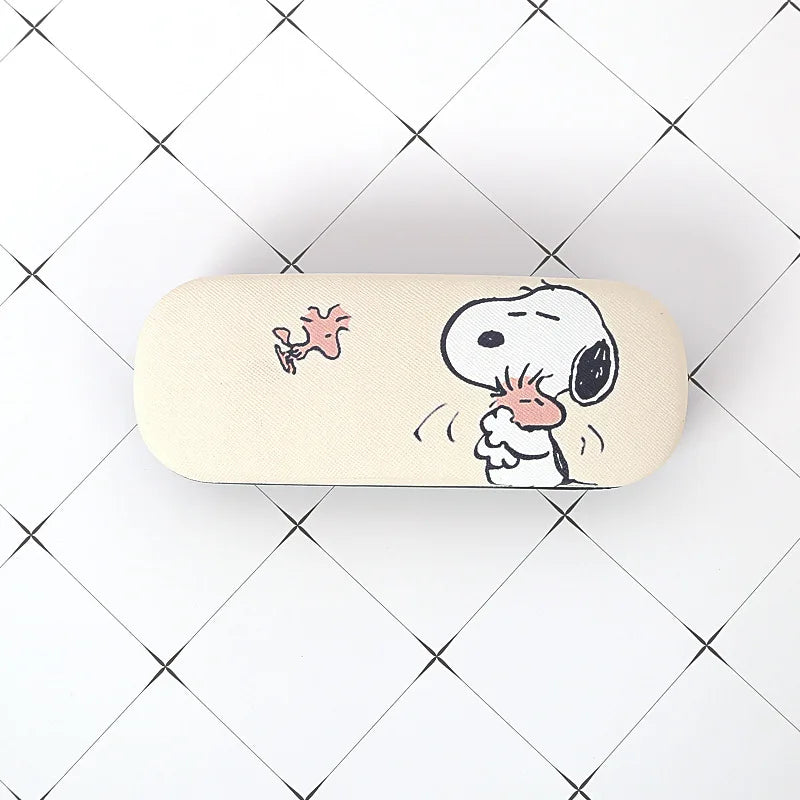 Snoopy Eyewear Case Cartoon Spectacle Case PU Leather Portable Anti-extrusion Eyeglass Storage Box Women Travel Glasses Boxes