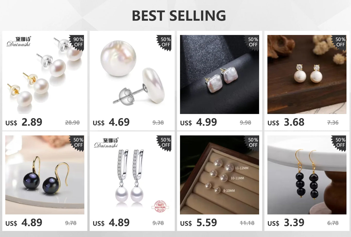 Natural Freshwater Pearl Stud Earrings Real 925 Sterling Sliver Earring Cultured White Pearl for Women Earring Jewelry Wholesale